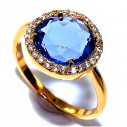 BAGUES PO Bague plaquée T50 à 60or zircons imitation tanzanite