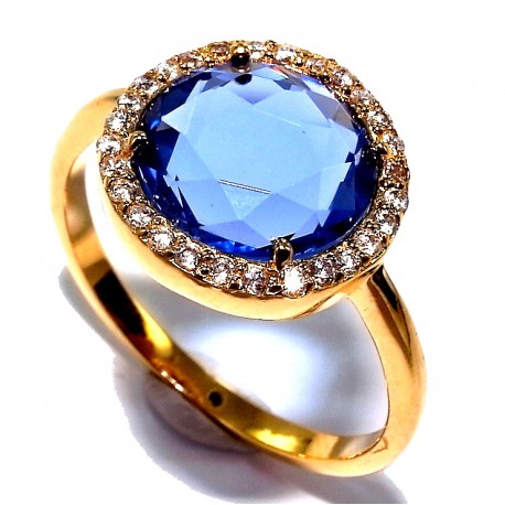 BAGUES PO Bague plaquée T50 à 60or zircons imitation tanzanite