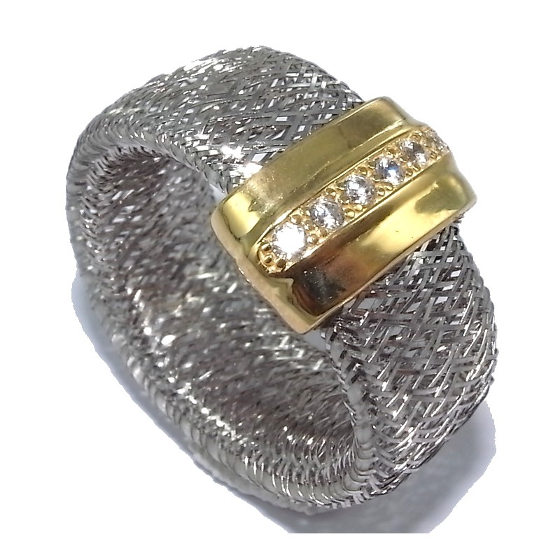 Bague argent rhodi 2 8g extensible 2 tons dor e zircons Les