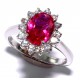 Bague argent rhodié 2,8g T 50 à 60 zircons  rubis  imitation