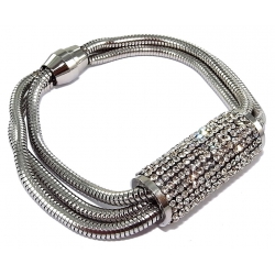 Bracelet acier strass 18cm fermoir aimant