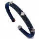 Bracelet acier ouvert finition bleue avec strass