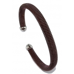 Bracelet acier ouvert  finition marron