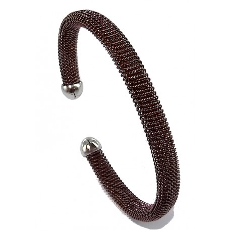 Bracelet acier ouvert  finition marron