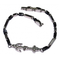Bracelet acier et céramique 21 cm