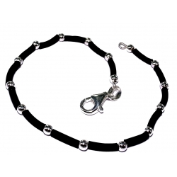 Bracelet argent 2g et caoutchouc 19cm