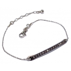 Bracelet argent 2,5g rhodié noir cristal 16+3cm