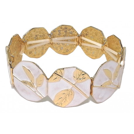 Bracelet fantaisie élastique doré émaillé