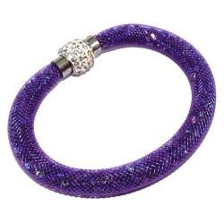Bracelet 20cm fermoir aimant strass blanc et violet