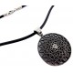 Collier acier strass sur caoutchouc noir 42cm