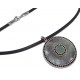 Collier acier strass et nacre sur caoutchouc noir 42cm