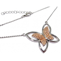 COLLIERS ACIER Collier acier 2 tons 45+5cm papillon strass