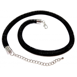 Collier fantaisie 45+7cm strass noirs