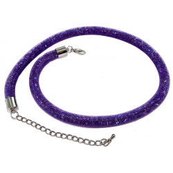 Collier fantaisie 45+7cm strass violet