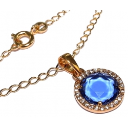 Collier plaqué or 40cm zircons imitation tanzanite