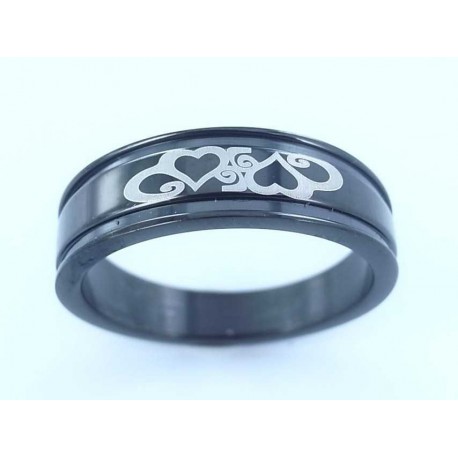 Bague acier noire en 52/55/58