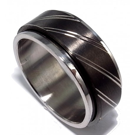 Bague acier antistress mate et noire en 54/58/62/66