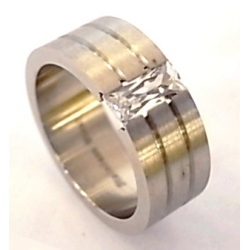 bague acier mat zircon t 54/56/58