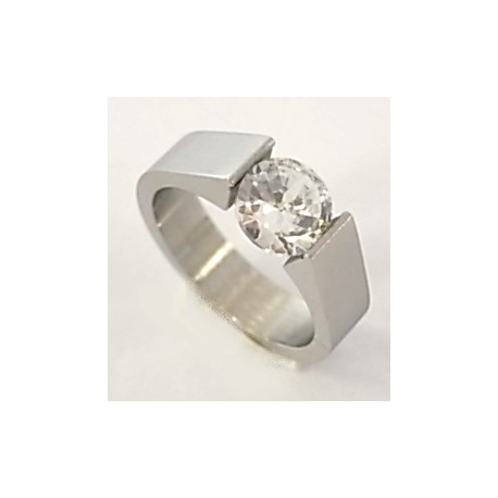 bague acier zircons t50/52/54/56/58