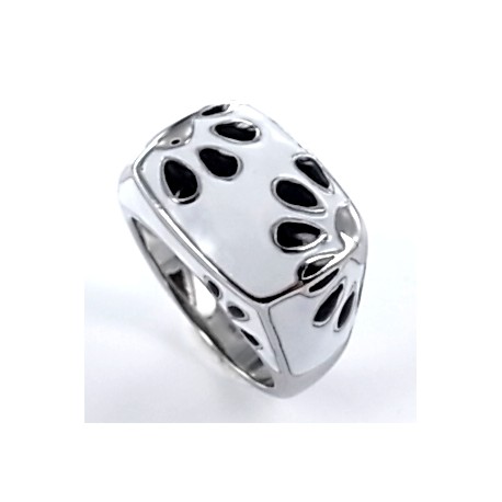 Bague acier l 316  émail tailles 52/54/56/58