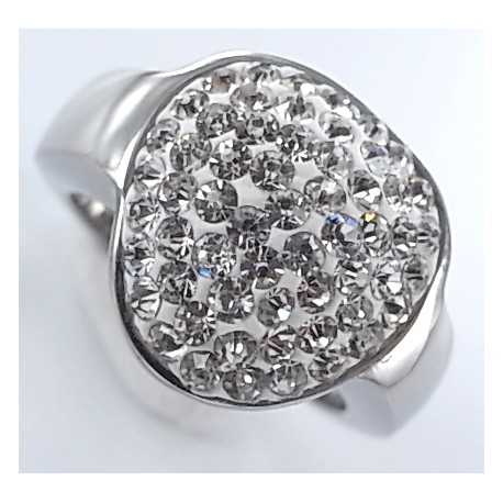 Bague acier l 316 strass blancs tailles 52/54/56/58