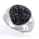 Bague acier l 316 strass noirs tailles 52/54/56/58