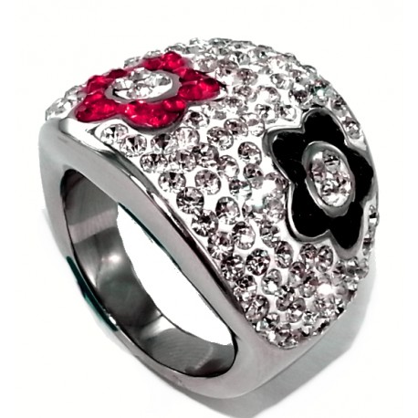 Bague acier l 316 t 52 à 58 strass