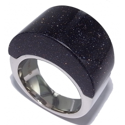 Bague  acier l 316 t 52-56-58-60 résine nuit