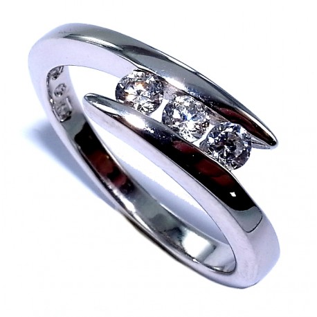 Bague rhodiée argent 3g zircon t 50/60