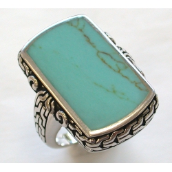 Bague argent 9g turquoise reconstitu