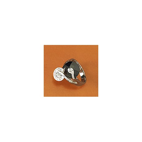 Bague argent 6g rhodiée t 50 à 60 zircon noir