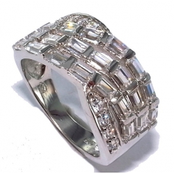 Bague argent rhodié 5,5g t 50 à 60 zircon