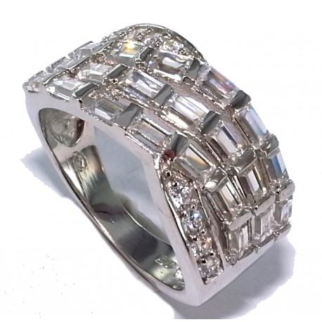 Bague argent rhodié 5,5g t 50 à 60 zircon