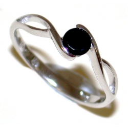 Bague argent rhodié 1,6g t 50 à 60 zircon noir