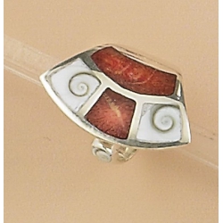 Bague argent 7.1g corail et oeil de shiva t50 0 60