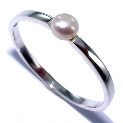 Bague argent 0,9g t 50 à 60 perle véritable 4mm