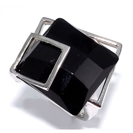 Bague argent rhodie 5g onyx t 50 à 60