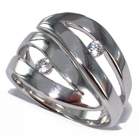 Bague argent 5,2g rhodie t 50 à 60 zircons