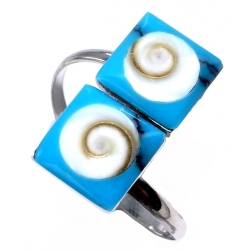 Bague argent reglable 2g howlite et oeil de shiva