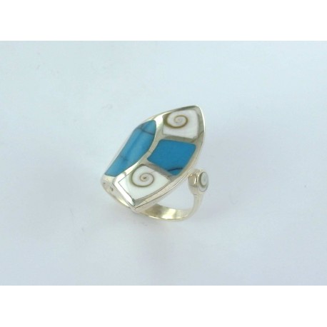 Bague argent 71g howlite et oeil de shiva t50 à 60