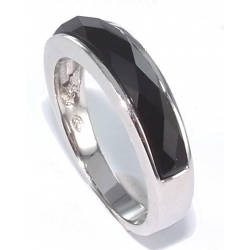 bague argent 3,2g rhodié onyx