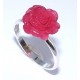 Bague argent 1g jade teintée rouge t 50/60