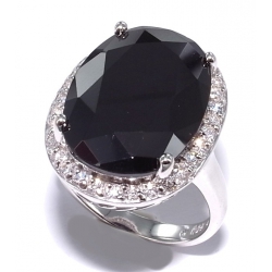 Bague argent 5g rhodiée zircons noirs et blancs t 50 à 60