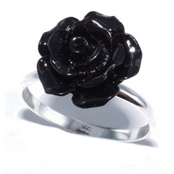 Bague argent 1g t 50 à 60 rose noire