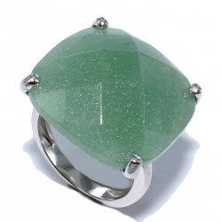 Bague argent rhodié 5,1g t 52 à 60 aventurine