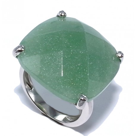 Bague argent rhodié 5,1g t 52 à 60 aventurine