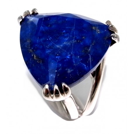 Bague argent rhodiée 5,8g t 52 à 60 lapis