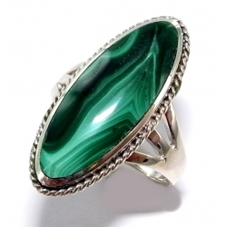 Bague argent 3,8g malachite t 50 à 60