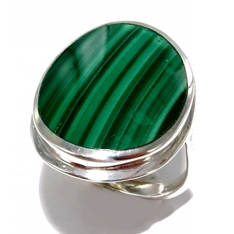 Bague argent 5g malachite t 50 à 60