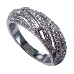 Bague argent rhodiée 4g t 50 à 60 zircons